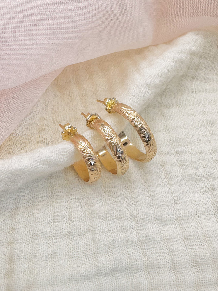 Vintage Flower Hoops Earrings