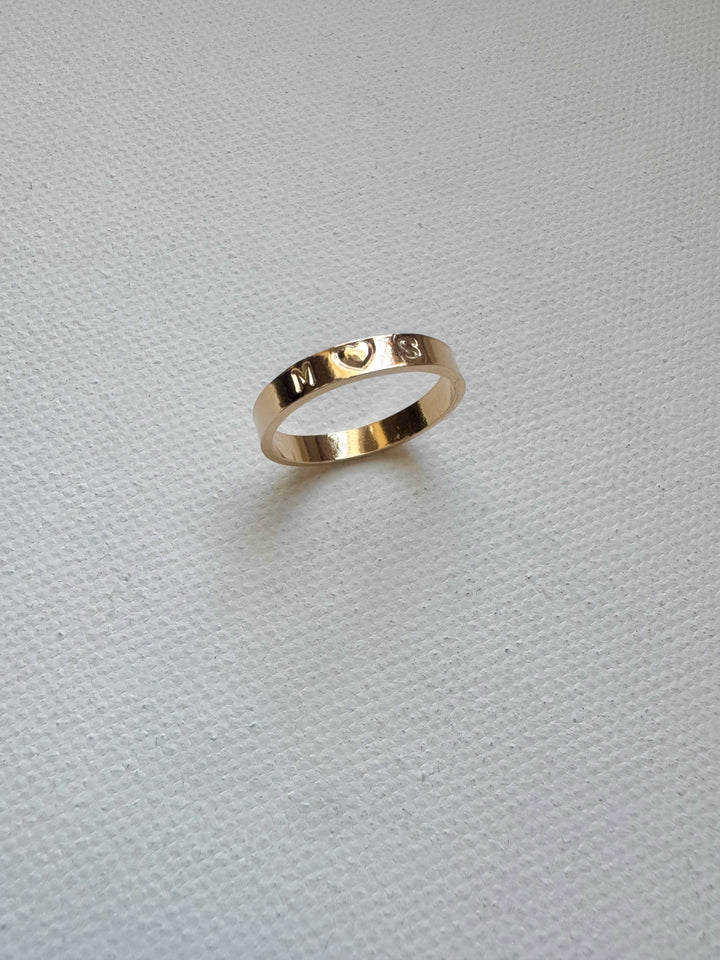 Love Initial Heart Ring
