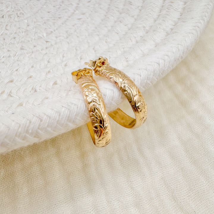 Vintage Flower Hoops Earrings