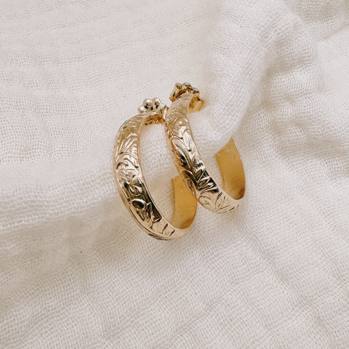 Vintage Flower Hoops Earrings